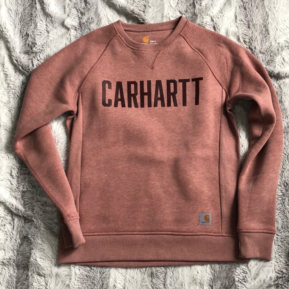 Carhartt womens XS crew neck logo sweatshirt pink